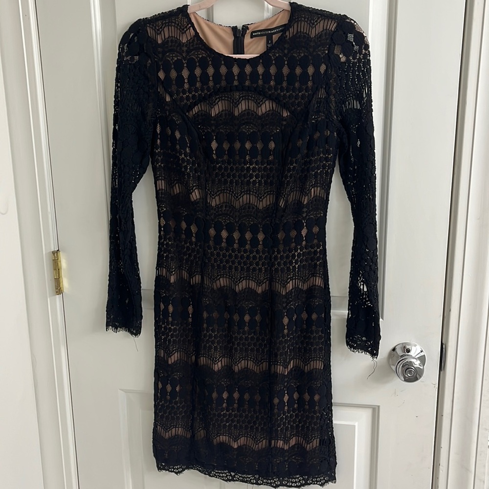 Black lace long sleeve dress